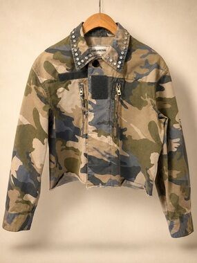 ZADIG & VOLTAIRE Studded Camo Cropped Utility Jacket XS